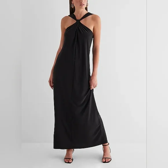 chinese dress ladies Perfect Stranger Isla Halter Twist Maxi Dress Black
